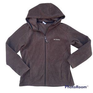 Columbia Brown Fleece Hooded Full Zip Jacket L